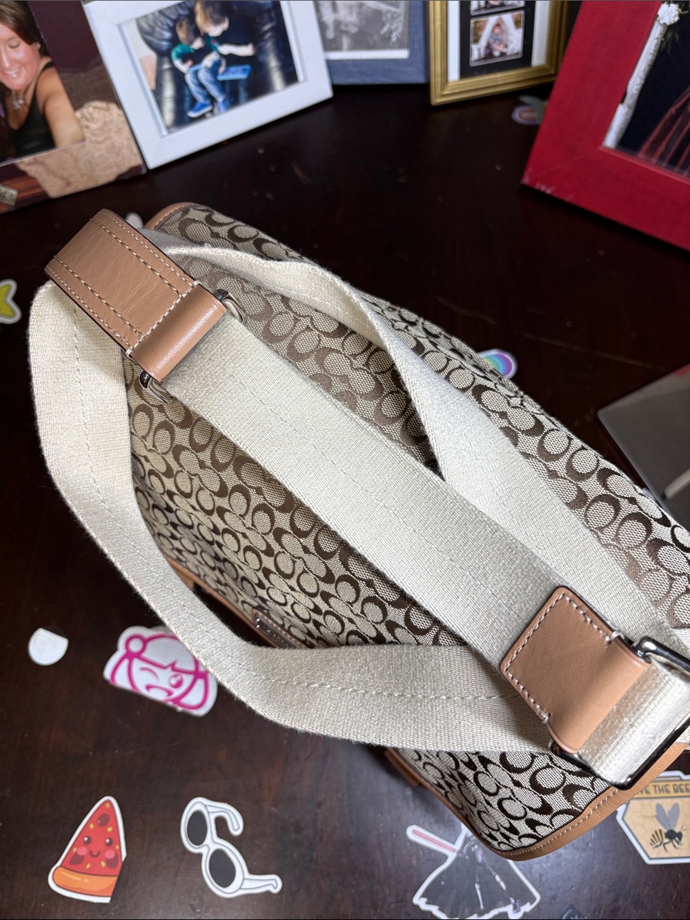 Coach Signature Canvas Messenger Crossbody Bag Khaki Leather J1169-F70283 NEW - Picture 11 of 16